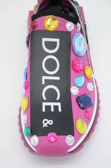 Dolce & Gabbana Roze Zwart Kristal Dames Sneakers Schoenen - EU 36