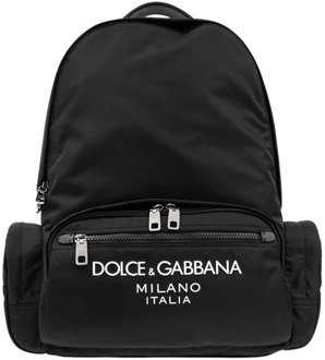 Dolce & Gabbana Rugzak met logo Dolce & Gabbana , Black , Heren - ONE Size
