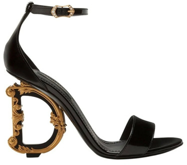 Dolce & Gabbana Sandals With Baroque DG Detail Dolce & Gabbana , Black , Dames - 37 Eu,37 1/2 Eu,38 Eu,36 EU