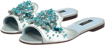Dolce & Gabbana Satin Slide Sandalen Lichtgrijs