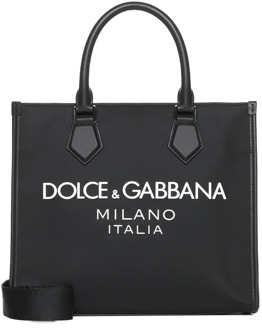 Dolce & Gabbana Schoudertas met canvas en leren afwerking Dolce & Gabbana , Black , Heren - ONE Size