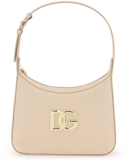 Dolce & Gabbana Schoudertas met Metalen Logo Dolce & Gabbana , Beige , Dames - ONE Size