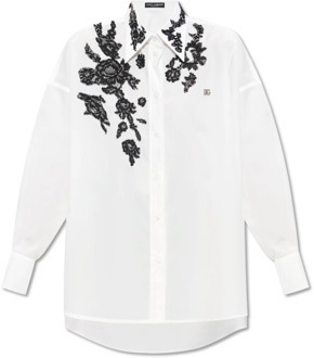 Dolce & Gabbana Shirt met kanten detail Dolce & Gabbana , White , Dames - Xs,2Xs