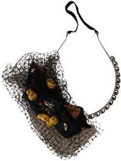 Dolce & Gabbana Silver Tiara Crystals Fruit Black Mesh Diadeem dameshoofdband Zwart