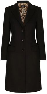Dolce & Gabbana Single-Breasted Coat, N0000 Cappotto Dolce & Gabbana , Black , Dames - S,Xs