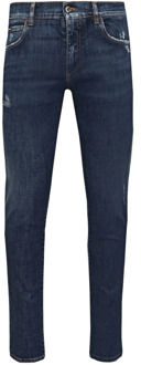 Dolce & Gabbana Slim-Fit Jeans met Distressed Effect Dolce & Gabbana , Blue , Heren - XS