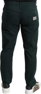 Dolce & Gabbana Slim Fit Katoenen Broek Donkergroen - EU 50