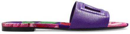 Dolce & Gabbana Slippers met logo Dolce & Gabbana , Purple , Dames - 36 EU