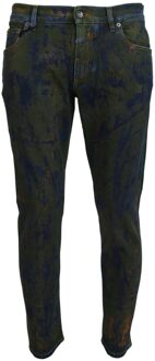 Dolce & Gabbana Spettersverf Slimfit Jeans Donkergroen - EU 44