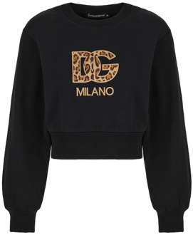 Dolce & Gabbana Stijlvolle Felpe Sweatshirt Dolce & Gabbana , Black , Dames - S,2Xs