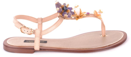 Dolce & Gabbana Stijlvolle platte sandalen voor vrouwen Dolce & Gabbana , Pink , Dames - 36 EU