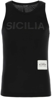 Dolce & Gabbana Stijlvolle Zwarte Katoenen Tanktop Dolce & Gabbana , Black , Heren - XL