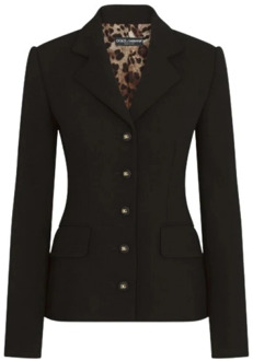 Dolce & Gabbana Straight woolen crêpe jacket Dolce & Gabbana , Black , Dames - S,Xs