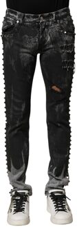 Dolce & Gabbana Studded Versleten Jeans Zwart