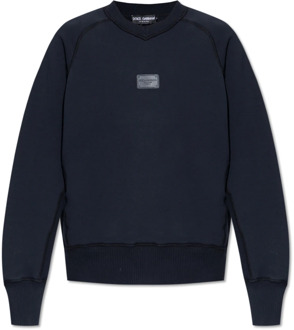 Dolce & Gabbana Sweatshirt met logo patch Dolce & Gabbana , Blue , Heren - L,M,S,Xs