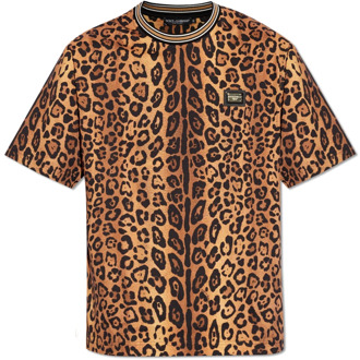 Dolce & Gabbana T-shirt met dierenmotief Dolce & Gabbana , Brown , Heren - 2Xl,Xl,L,S