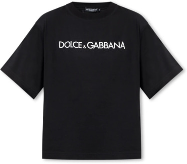 Dolce & Gabbana T-shirt met logo Dolce & Gabbana , Black , Dames - M,S,Xs,2Xs