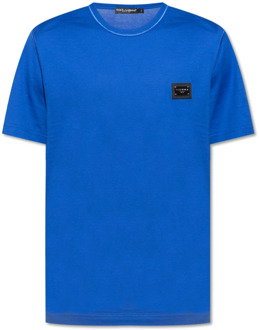 Dolce & Gabbana T-shirt met logo Dolce & Gabbana , Blue , Heren - 2Xl,Xl,L,M,S,Xs
