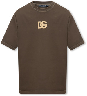 Dolce & Gabbana T-shirt met logo Dolce & Gabbana , Brown , Heren