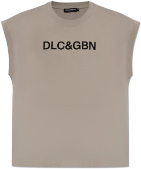 Dolce & Gabbana T-shirt met logo Dolce & Gabbana , Gray , Heren - M,Xs