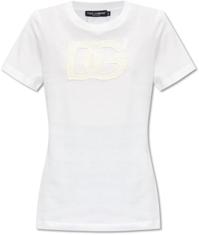 Dolce & Gabbana T-shirt met logo Dolce & Gabbana , White , Dames - L,M,S,Xs,3Xs,2Xs