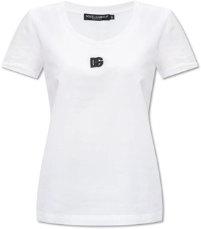 Dolce & Gabbana T-shirt met logo Dolce & Gabbana , White , Dames - M,S,2Xs,3Xs
