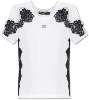 Dolce & Gabbana T-shirt met logo Dolce & Gabbana , White , Dames - M,S,Xs,2Xs