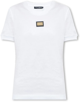 Dolce & Gabbana T-shirt met logo Dolce & Gabbana , White , Dames - M,Xs