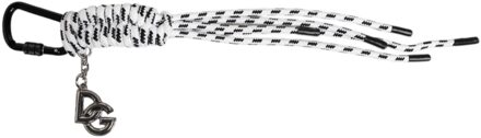 Dolce & Gabbana Touw Sleutelhanger Met Logo Bedel Wit - One Size