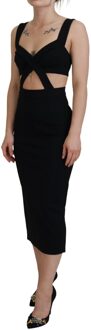 Dolce & Gabbana Uitsnede Midi Jurk Zwarte Mouwloze Jurk