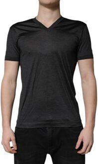 Dolce & Gabbana V-hals Korte Mouwen T-shirt Donkergrijs