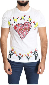 Dolce & Gabbana Valentine Print Crew Neck T-Shirt Dolce & Gabbana , White , Heren - S,Xs