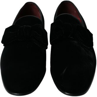 Dolce & Gabbana Velours Loafers met Strikdetail Zwart - EU 40