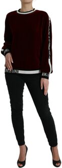 Dolce & Gabbana Velvet Sweatshirt Amore Stijl - maat EU 40 / UK 12 Donkerrood