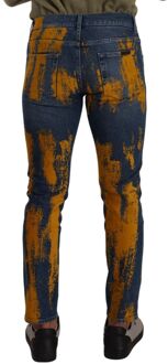Dolce & Gabbana Verfspetter Jeans Slim Fit Donkerblauw - EU 54
