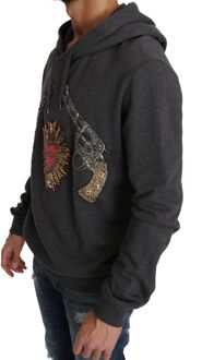 Dolce & Gabbana Versierde Katoenen Hoodie Geweren En Hart - maat EU 54 Grijs