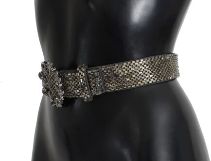Dolce & Gabbana Versierde Paillet Brede Taille Vrouwenriem Grijs
