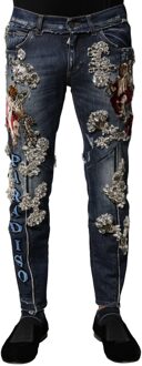 Dolce & Gabbana Versierde Slim Jeans Donkerblauw