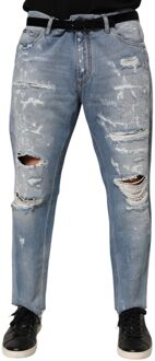 Dolce & Gabbana Versleten Denim Jeans - maat Lichtblauw