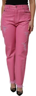 Dolce & Gabbana Versleten Hoge Taille Rechte Jeans Roze - EU 40 / UK 12