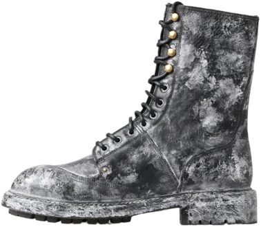 Dolce & Gabbana Versleten Leren Veterschoenen - maat Zwart