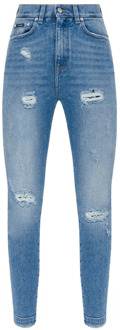 Dolce & Gabbana Vintage Effect Blauwe Jeans Dolce & Gabbana , Blue , Dames - M,Xs,2Xs,3Xs