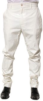 Dolce & Gabbana Vinyl Broek Slim Fit - maat Ivoor