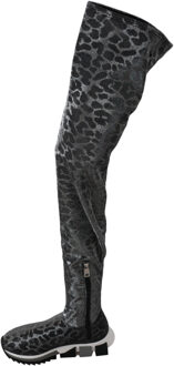 Dolce & Gabbana Vrouwen Grijs Luipaard Hoge Top Sneakers Booties Schoenen Veelkleurig - EU 35