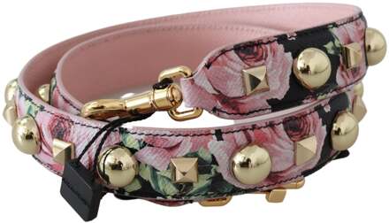 Dolce & Gabbana Vrouwen Roze Bloemen Goud Studs Tas Accessoire Schouderriem - maat
