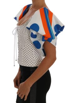 Dolce & Gabbana Vrouwen Wit Polka Zijde Korset Bustier Top Veelkleurig
