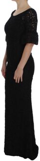 Dolce & Gabbana Vrouwen Zwart Bloemen Kanten Lange Bodycon Maxi Jurk Veelkleurig - EU 32 / UK 4