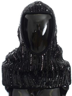 Dolce & Gabbana Vrouwen Zwart Gebreide Sequin Kap Sjaal Hoed - maat Veelkleurig