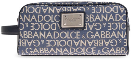Dolce & Gabbana Waszak met logo Dolce & Gabbana , Blue , Heren - ONE Size