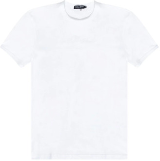 Dolce & Gabbana Wit Geborduurd Handtekening T-Shirt Dolce & Gabbana , White , Heren - 2Xl,Xl,L,M,S